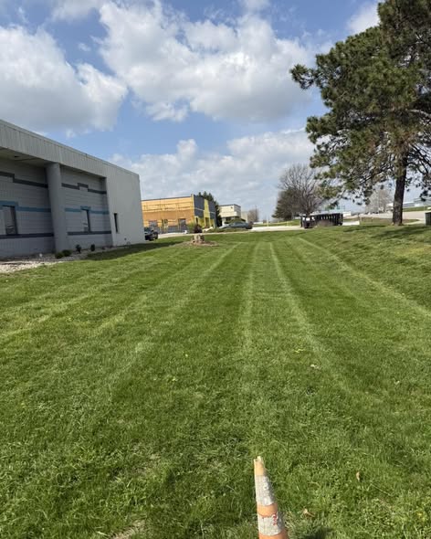 Commercial property lawn maintained by JW Landscaping