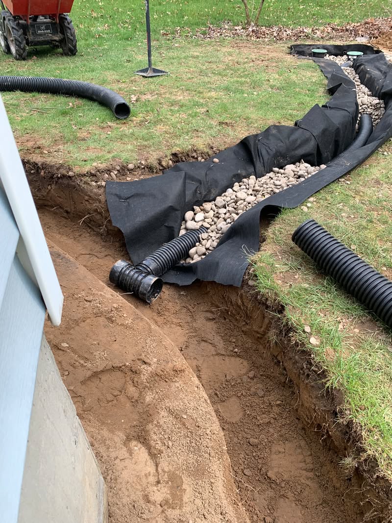 French drain installation by JW Landscaping in Northern Kentucky