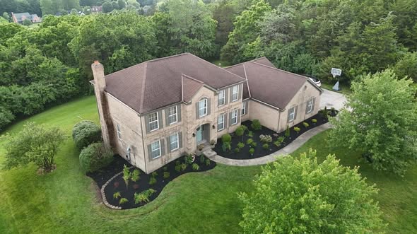 Aerial view of a finished JW Landscaping residential landscape