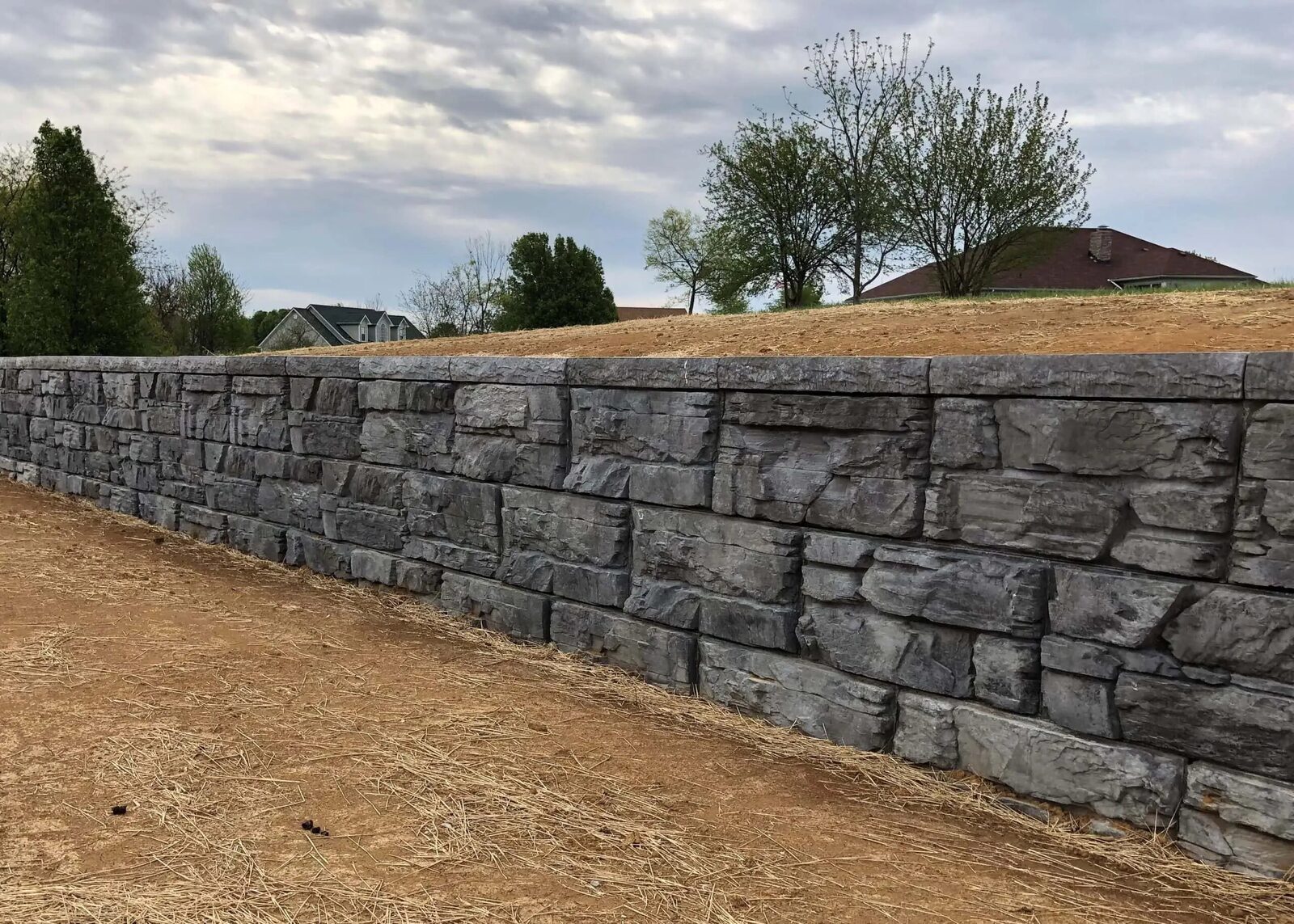 Engineered stone retaining wall built by JW Landscaping in Northern Kentucky